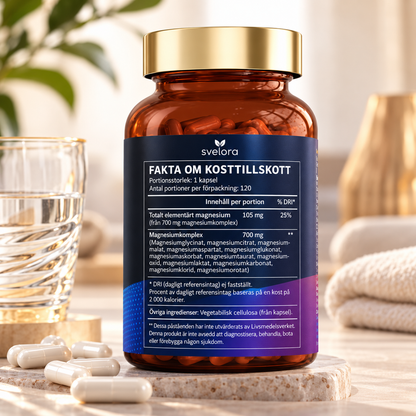 Magnesium 12-in-1 Complex – 12 Magnesiumformer, 700 mg Complex, 120 Kapslar