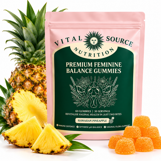 Vital Source Feminine Balance Gummies – För kvinnligt välbefinnande med ananas & Bacillus Coagulans – 60 st