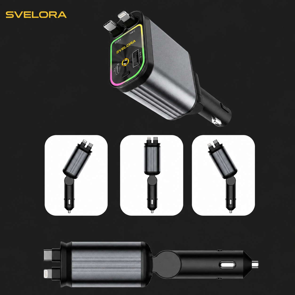 AutoCharge™ 120W | 4-i-1 Laddare, Super Snabb, RGB Stjärnhimmel!