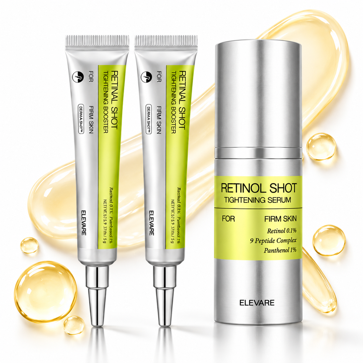 Retinol Shot Tightening Set – 3-delars hudvårdsset med retinal, peptider & panthenol