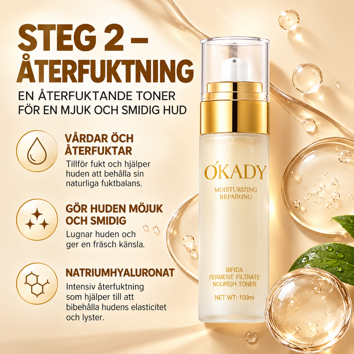 ÓKADY Bifida Ferment Filtrate Skincare Set – Cleanser, Toner, Serum, Eye Cream, Lotion & Cream
