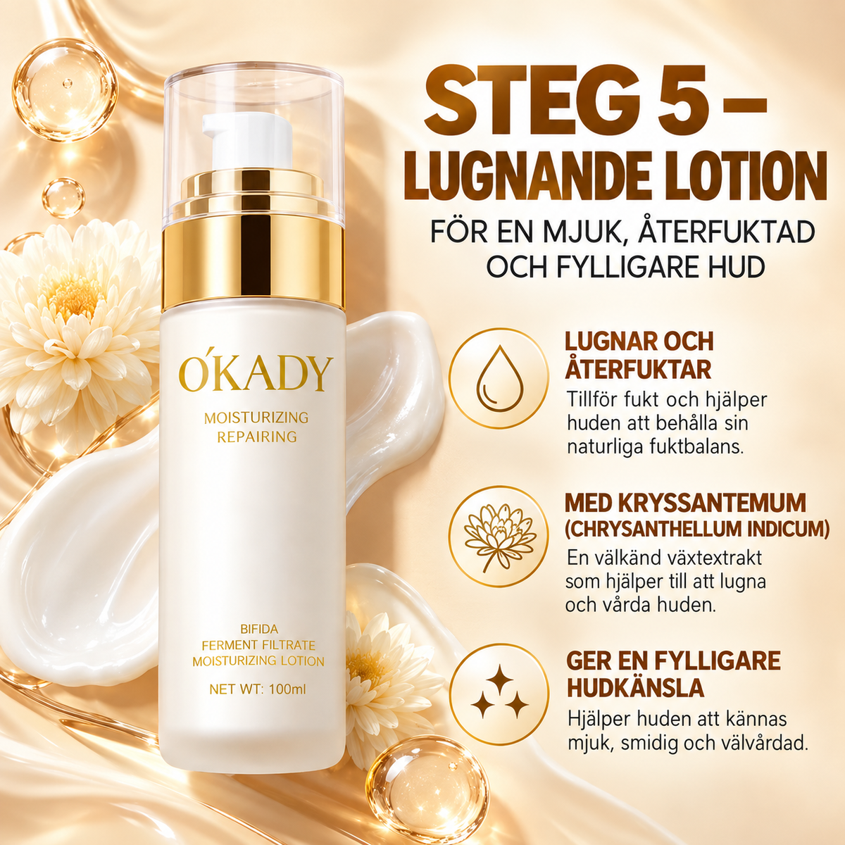 ÓKADY Bifida Ferment Filtrate Skincare Set – Cleanser, Toner, Serum, Eye Cream, Lotion & Cream