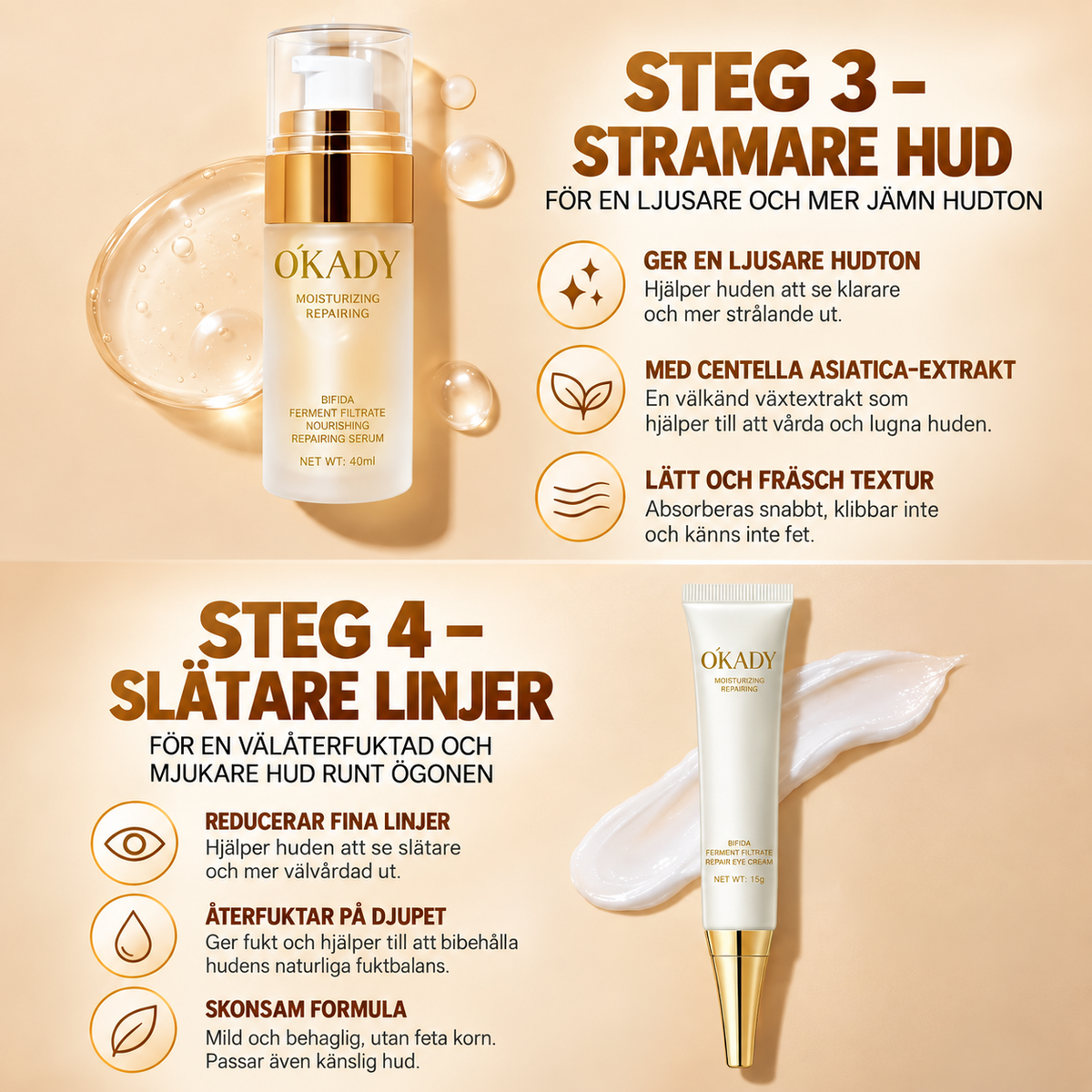 ÓKADY Bifida Ferment Filtrate Skincare Set – Cleanser, Toner, Serum, Eye Cream, Lotion & Cream
