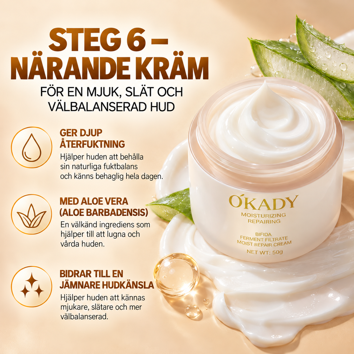 ÓKADY Bifida Ferment Filtrate Skincare Set – Cleanser, Toner, Serum, Eye Cream, Lotion & Cream