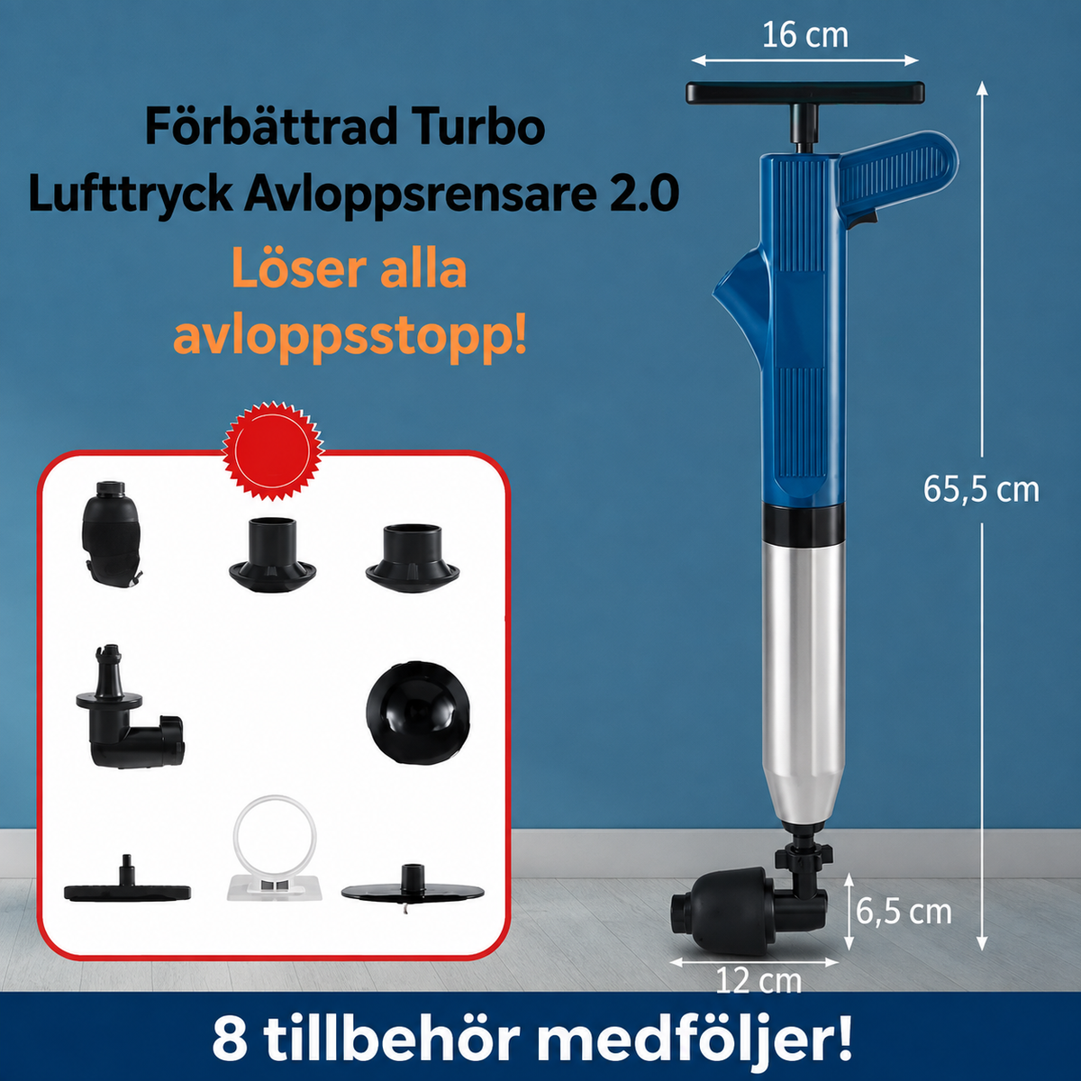 Förbättrad Turbo Lufttryck Avloppsrensare 2.0™ | Löser Alla Avloppsproblem!