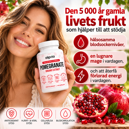 Alevia Granatäppleextrakt 500 mg – Ekologiskt Pomegranate Extract, 60 Kapslar