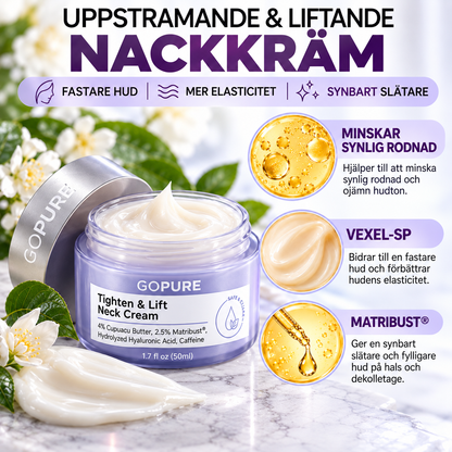 GoPure Tighten & Lift Nackkräm – Uppstramande halskräm med hyaluronsyra, koffein & Cupuaçusmör | 50 ml