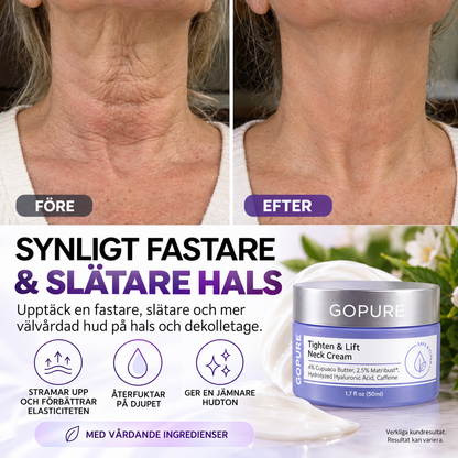 GoPure Tighten & Lift Nackkräm – Uppstramande halskräm med hyaluronsyra, koffein & Cupuaçusmör | 50 ml