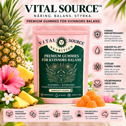 Vital Source Feminine Balance Gummies – För kvinnligt välbefinnande med ananas & Bacillus Coagulans – 60 st