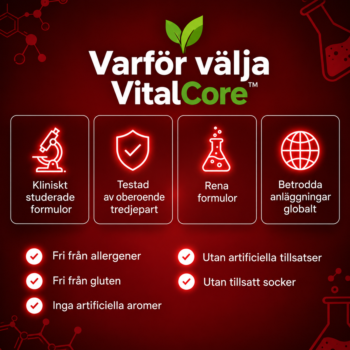 VitalCore Luktfri Lagrad Vitlök + CoQ10 Ubiquinol & Vitamin K2 – 60 Softgels