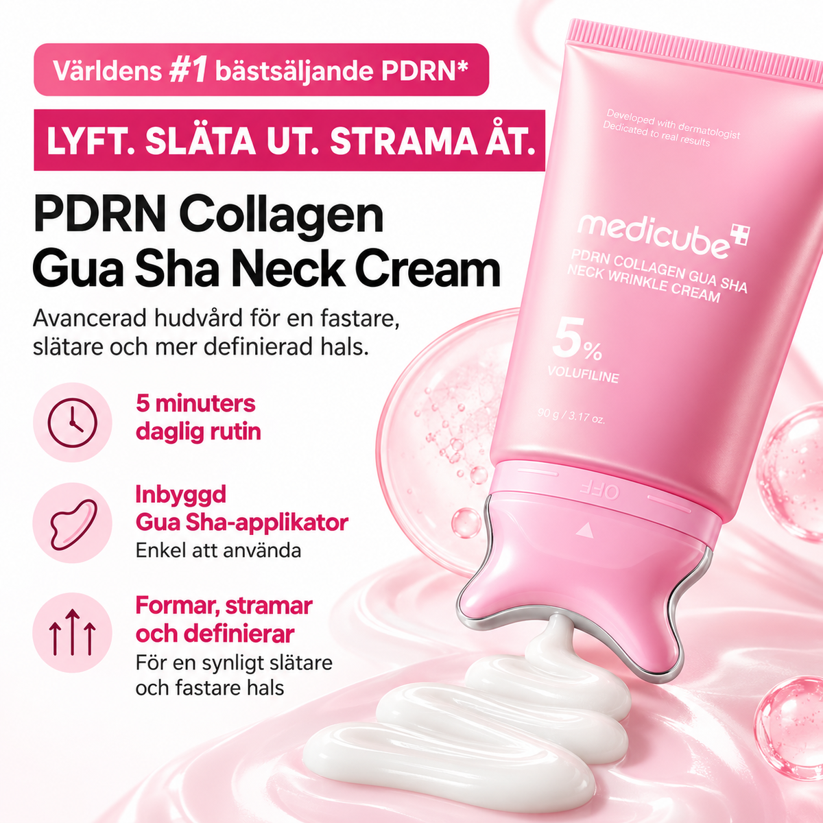 Medicube PDRN Collagen Gua Sha Halskräm med 5% Volufiline – Hals & Dekolletage, 90 g