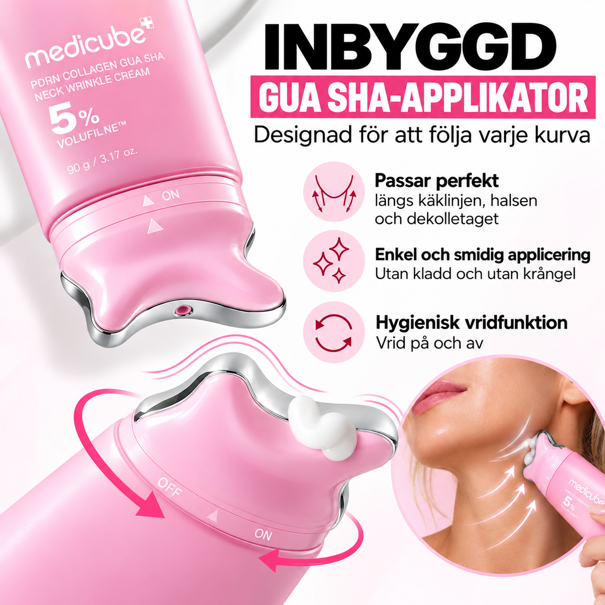 Medicube PDRN Collagen Gua Sha Halskräm med 5% Volufiline – Hals & Dekolletage, 90 g