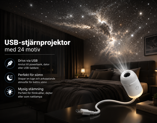 Rymdprojektor med 24 motiv – USB Galaxylampa