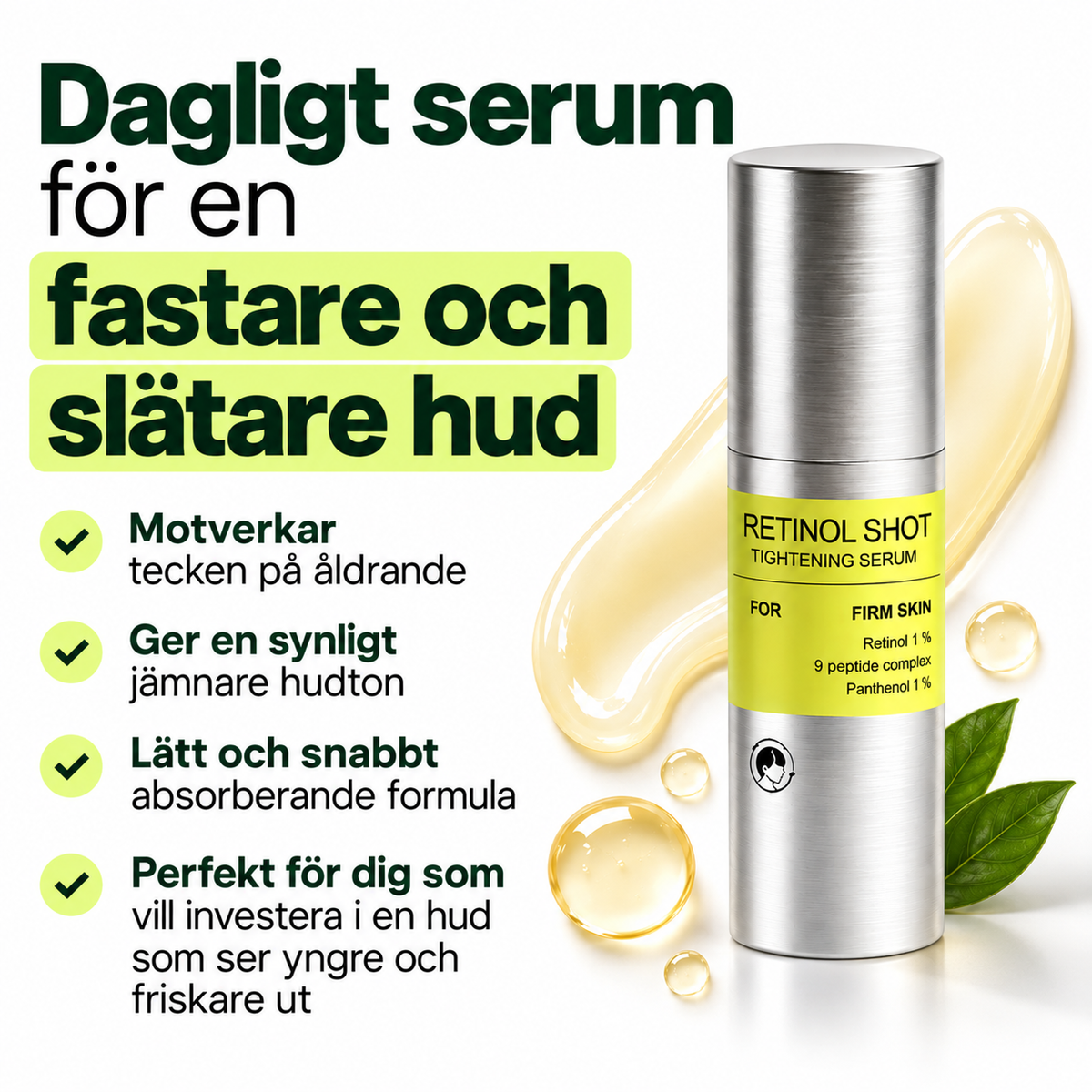Retinol Shot Tightening Set – 3-delars hudvårdsset med retinal, peptider & panthenol
