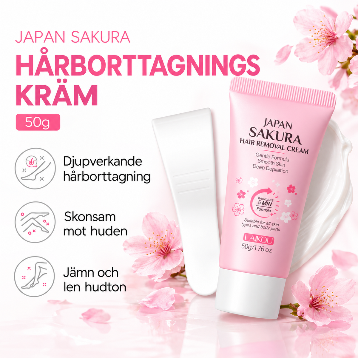 Japan Sakura Hair Removal Cream – Snabb & skonsam hårborttagning 50 g