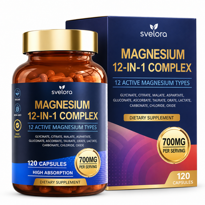 Magnesium 12-in-1 Complex – 12 Magnesiumformer, 700 mg Complex, 120 Kapslar