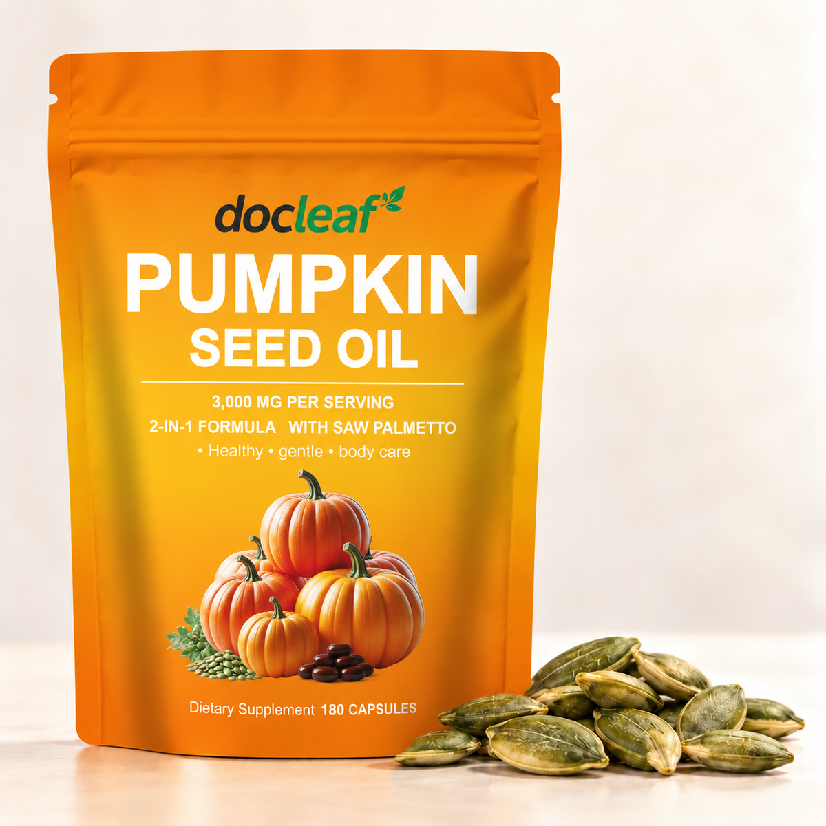 Pumpafröolja 3000 mg med Sågpalmetto 300 mg – 180 Softgels