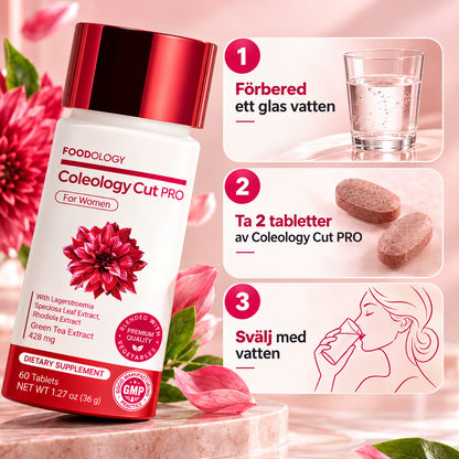 Coleology Cut PRO Kosttillskott för Kvinnor – Grönt Te, Rhodiola & Zink – 60 Tabletter