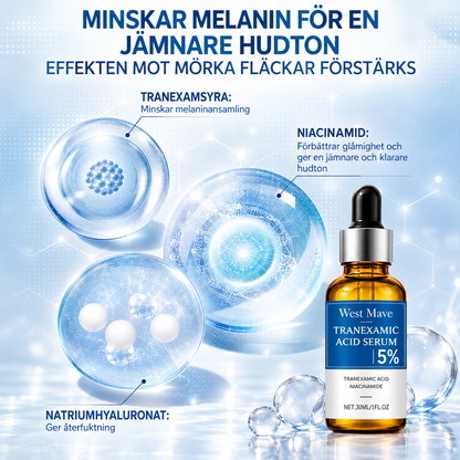 Tranexamic Acid Serum 5% med Niacinamid – Serum mot Pigmentfläckar och Ojämn Hudton – 30 ml