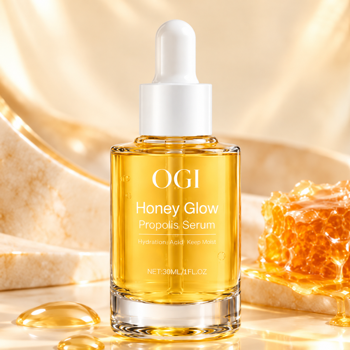Honey Glow Ansiktsserum med Propolis, Hyaluronsyra & Kojicsyra – 30 ml