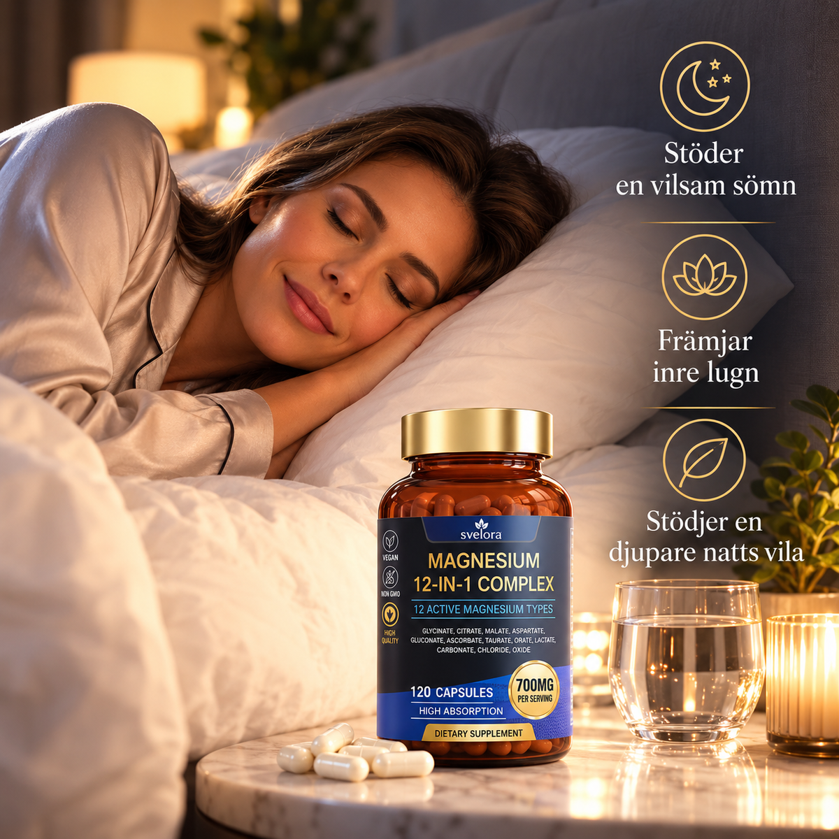 Magnesium 12-in-1 Complex – 12 Magnesiumformer, 700 mg Complex, 120 Kapslar