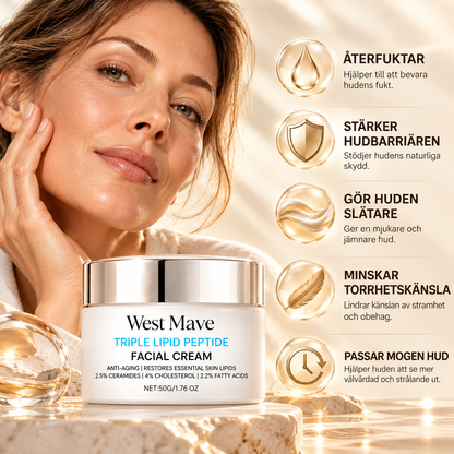 Triple Lipid Peptide Ansiktskräm med Ceramider, Kolesterol & Fettsyror – 50 g