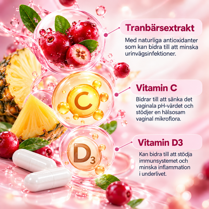 Kosttillskott för Kvinnor med Tranbär, Ananas & Bakteriekulturer – 60 Kapslar
