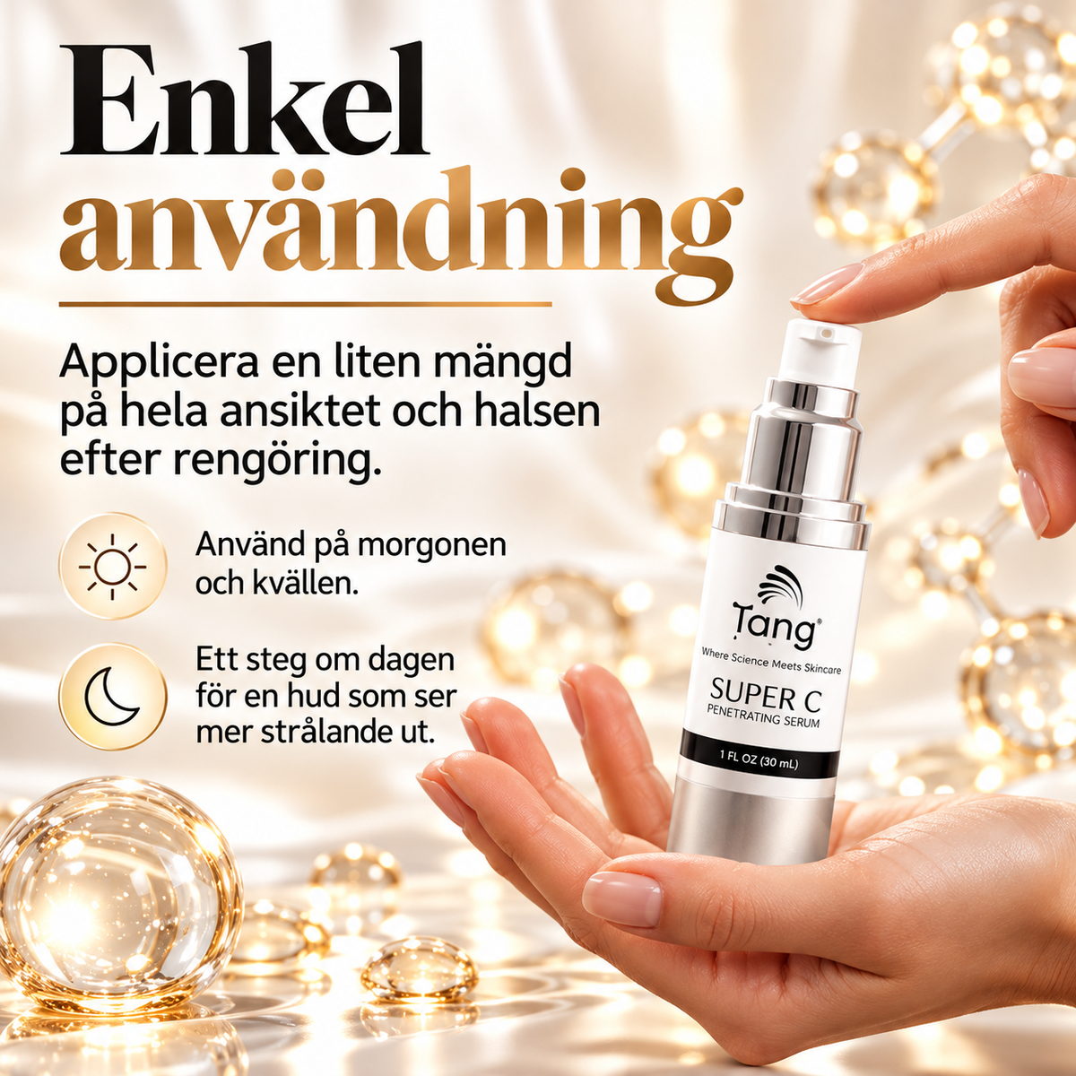 Super C Ansiktsserum med Vitamin C & Hyaluronsyra – För Lyster, Jämnare Hudton & Fina Linjer – 30 ml