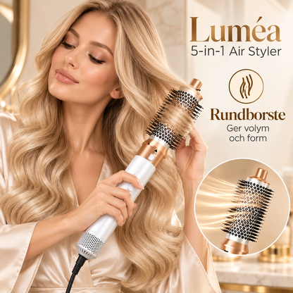 5-in-1 Air Styler med Hårtork, Locktång, Rätborste & Rundborste – Vit/Guld