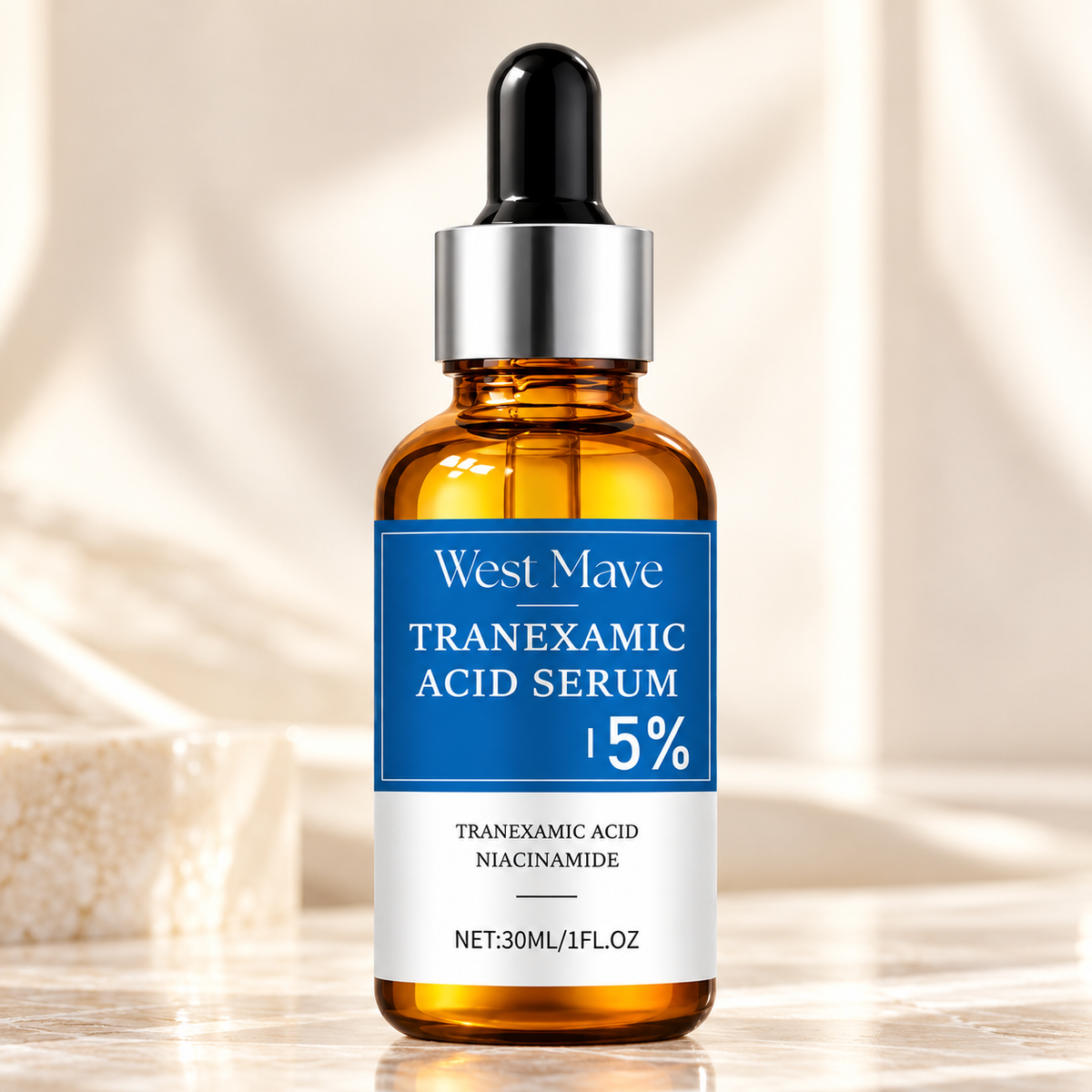 Tranexamic Acid Serum 5% med Niacinamid – Serum mot Pigmentfläckar och Ojämn Hudton – 30 ml