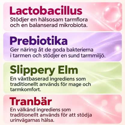 Lactobacillus Gummies för Kvinnor med Slippery Elm, Prebiotika & Ananasextrakt – 60 st