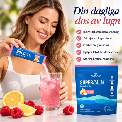 SuperCalm Raspberry Lemonade – Ashwagandha, L-Theanine, Magnesium & Vitamin D3 – 20 Portioner