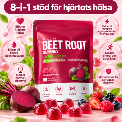 Beet Root Gummies 4000 mg – Rödbeta 8-i-1, 60 st