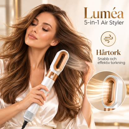 5-in-1 Air Styler med Hårtork, Locktång, Rätborste & Rundborste – Vit/Guld