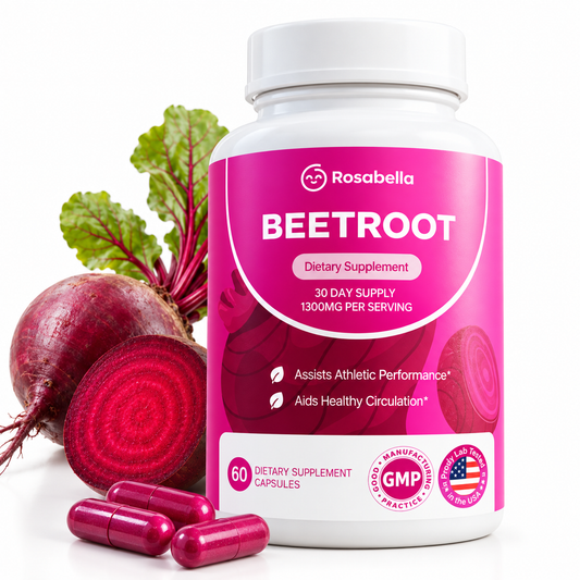 Rosabella Rödbetskapslar 1300 mg – Rödbetstillskott med naturliga nitrater, 60 kapslar