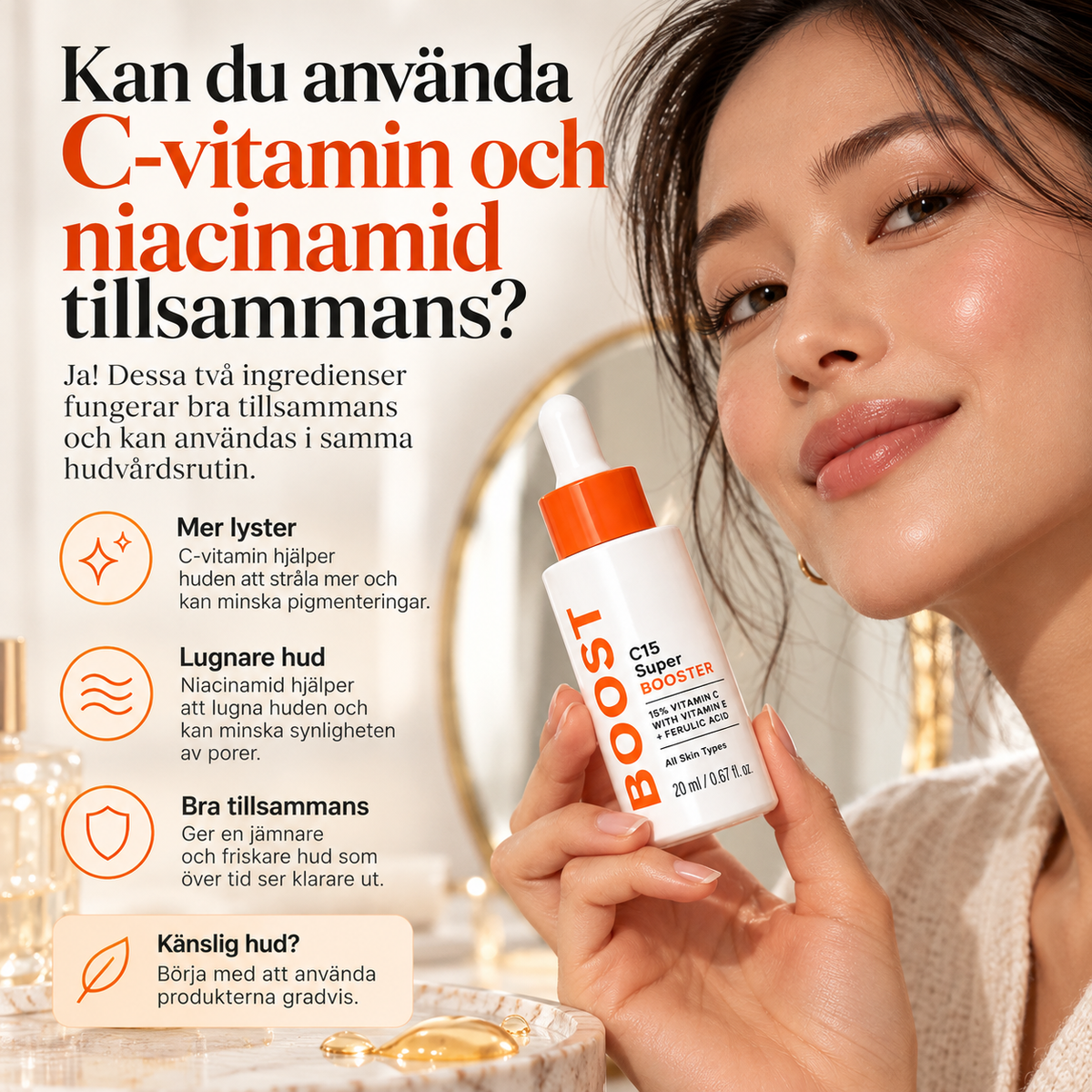 C15 Super Booster Ansiktsserum med 15 % C-vitamin, Vitamin E & Ferulinsyra – 20 ml