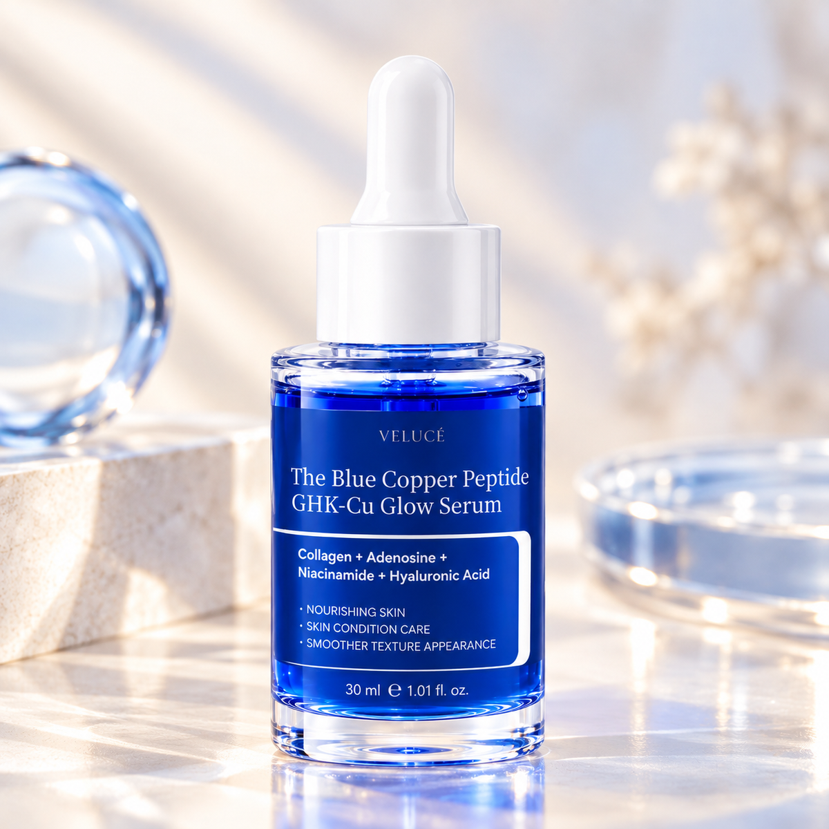 GHK-Cu Kopparpeptidserum för Ansiktet – Med Hyaluronsyra, Niacinamid & Kollagen – 30 ml