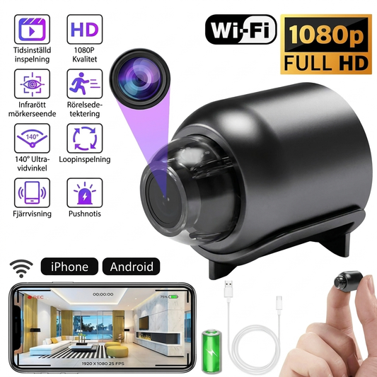 Mini 1080P HD Wifi Kamera | Spelar in bild och ljud!