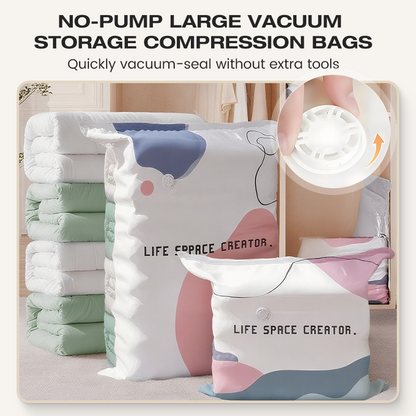 🧳💨 50% RABATT! Vakuumförvaringspåsar utan pump – Tryck och stäng, ingen pump behövs. Sparar 80% utrymme, håller kläder torra och dammfria. Perfekt för voluminöst sänglinne och säsongsartiklar. 🛏️🗄️