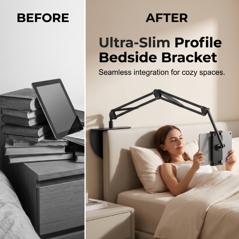 🛏️📱 50% RABATT! Skjut in hållaren under madrassen och njut av filmer och serier på mobilen eller surfplattan – helt handsfree, bekvämt och utan att belasta nacken!