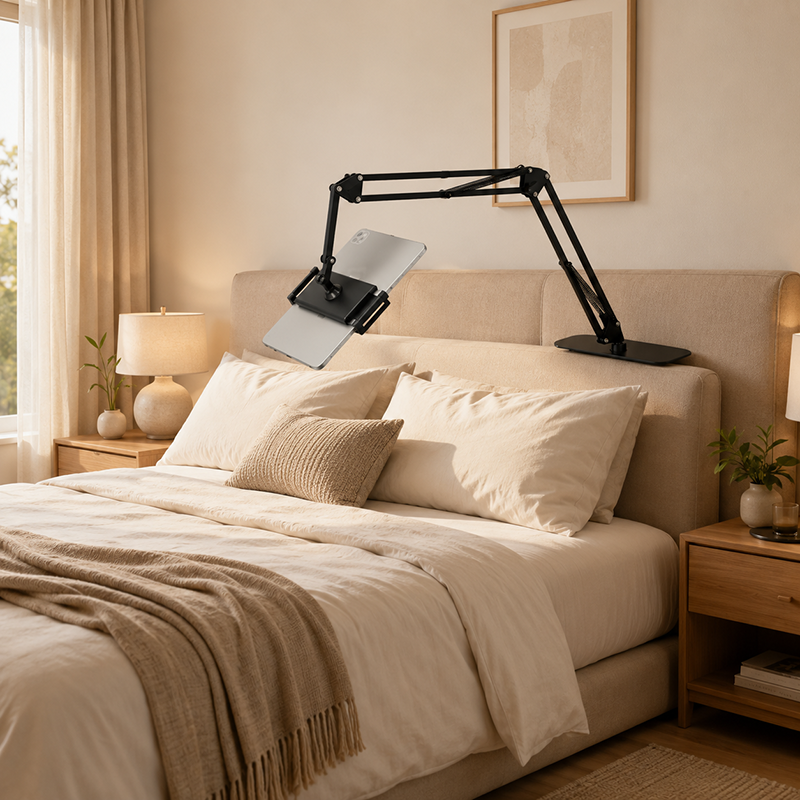🛏️📱 50% RABATT! Skjut in hållaren under madrassen och njut av filmer och serier på mobilen eller surfplattan – helt handsfree, bekvämt och utan att belasta nacken!