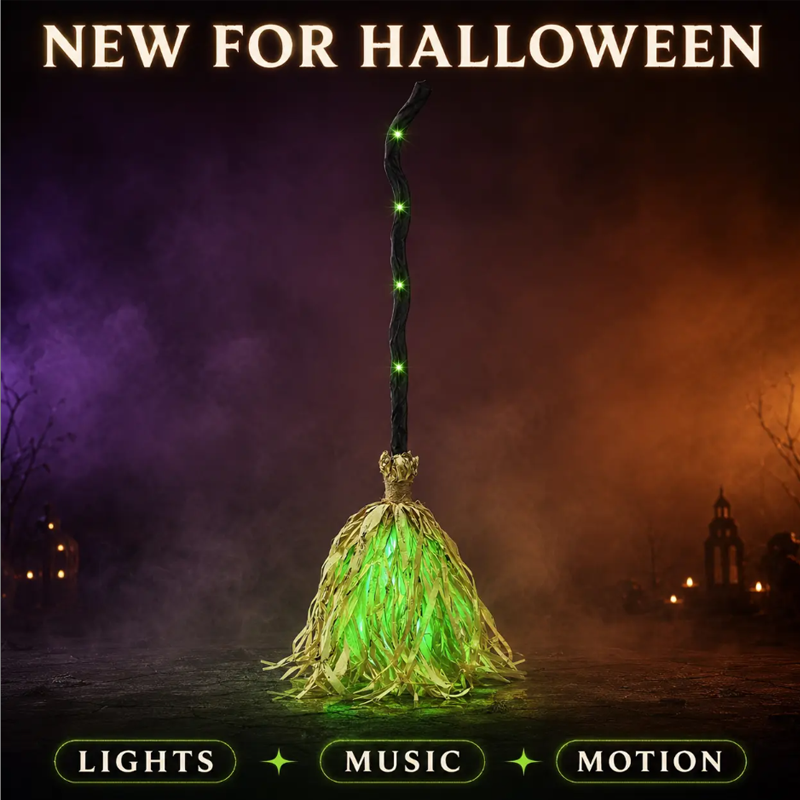 🧹 Tråkig Halloween-dekoration? Den här häxkvasten flyger på riktigt – elektrisk och kusligt läskig! 🎃👻
